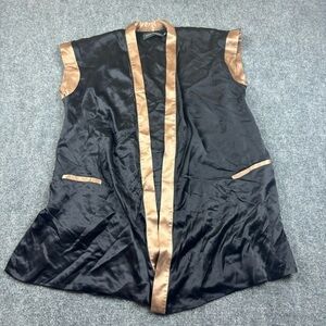 NAKED PRINCESS Women’s Black/Gold 100% Satin Sleeveless Robe size: Medium/Large